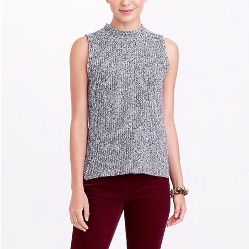 🌪️ J. Crew Factory Navy Marled Sleeveless Turtleneck Sweater